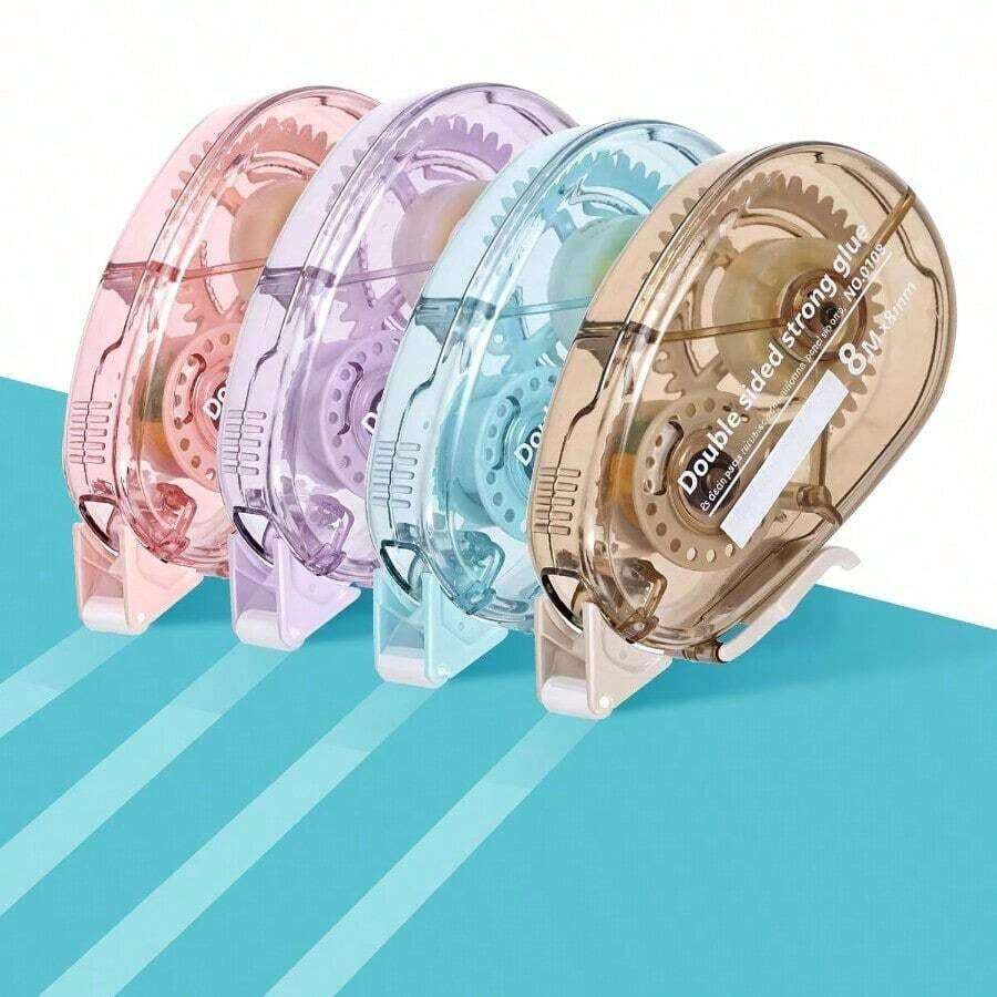 1/4 Packs Double Sided Tape Roller, Scrapbook Supplies, Glue Tape Roller For Crafts, Double-Sided Adhesive Tape Runner For Scrapbooking, Home School Office Journaling Supplies (0.31 Inch X 26.25 Feet)/(0.23 Inch X 19.69 Feet - 彩色 - 查看 1