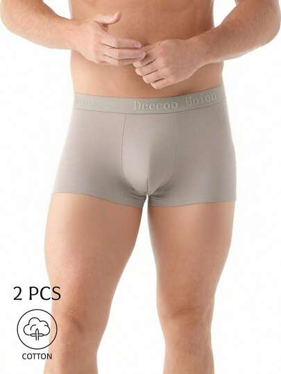 2pcs/Set Stretchy Cotton Plus Size Thigh Fit Men's Boxer Briefs