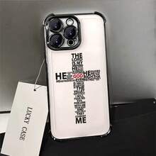 1pcs Cross Scripture Phone Case Compatible with Apple Phone17 16 15 14 13 12 11 ProMax Antidrop Phone Case Camera Protection Phone Case Vintage Minimalist Aesthetic Elegant Exquisite Can Be Given To Friends Can Be Given To Family Members As Gifts - Negro - Ver 4