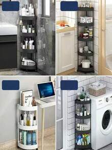 3/4/5 Tier Plastic Bathroom Storage Rack With Triangle Wheel Base, Free Standing Shower Caddy, Multi-Layer Kitchen Corner Shelf, Bathroom Corner Organizer, Wall Corner Storage Rack. Suitable As Holiday Gift For Corners, Kitchen, Living Room, Bathroom - Multicolor - View 7