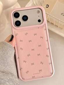 1pc Minimalist Bow Flower Phone Case Compatible With IPhone 17/17Air/17Pro/17Promax, 16/16Plus/16Pro/16Promax, 15/15Plus/15Pro/15Promax, 14/14Plus/14Pro/14Promax, 13/13Pro/13Promax, 12/12Pro/12Promax, 11/11Pro Max, Stylish Padded Full Coverage Anti-Drop Protective Cover - Multicolor - View 16