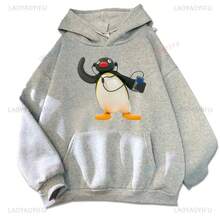 Music-Listening Penguin Emotion Autumn Winter Hoodies Men Fashion Long Sleeve Sweatshirts Women Streetwear Pullovers Sudaderas - Grey - View 13