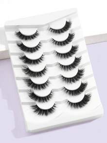 MAGEFY 7对自然浓密假睫毛+1个睫毛镊子+2支一次性睫毛刷，打造丰盈卷翘的假睫毛，适合派对、卡通造型，旅行必备