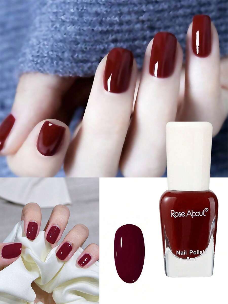 1 Bottle Peel-Off Water-Based Nail Polish With Sparkling Sequins, Long-Lasting, Odorless, Perfect For Nail Art, New Year, Valentine'S Day Gift - Red Violet - View 1