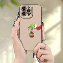 La mano del  con una bola de Navidad roja. Elemento de diseño de funda para teléfono,  ideal como regalo para cumpleaños, para mamá, familiares, amigos, novio o novia.   17 1 - Negro - Ver 6
