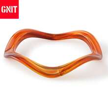 GNIT 1/6pcs Bracelets Featuring An Asymmetric Wave Design Made Of Resin, Available In Multiple Colors, Perfect For Everyday Wear And Festive Parties. - White + Rice + Coffee + Orange + Brown + Black - View 8