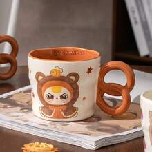 3岁儿童陶瓷水杯，节日礼物，可爱卡通桌面饮水杯 - 彩色 - 查看 1