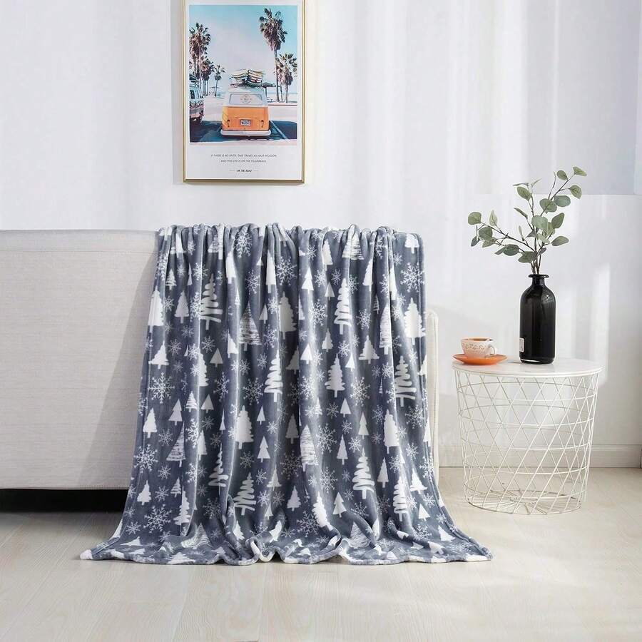 2026 Elegant Comfort Velvet Touch Ultra Plush Christmas Holiday Printed Fleece Throw/Blanket-50 X 60inch, (Reindeer), 50 X 60 Inch (W912) - 灰色的聖誕樹 - 查看 1
