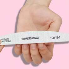 5pcs Half Moon Shaped 100/180 Grit Wooden Nail Files, Double-Sided Sandpaper Nail Buffers, Washable And Reusable, Suitable For Natural Nails, Home And Salon Use, Nail Polishing Block - Light Grey - View 10