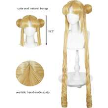 Long Blonde Anime Cosplay Wig Wigs Cosplay Wigs For Women Wig Install Kit With Bangs & Buns 39'' Blonde Curly Ponytail Wigs Cute Pigtails Costume Wig For Women Halloween Party,38046575 - 藕粉色 - 查看 2