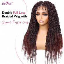 Braided Twisted Wigs For Black Women Double Full Lace Box Braided Twist Wigs Synthetic Glueless Braid Wig With  Hair Tight Twists Coils 24 Inch (1B/BUG, Twisted-24),38059042 - 黑與白 - 查看 2