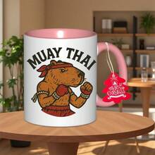 1pc Muay Thai Fighter Ceramic Coffee Mug - Thai Boxing Cup With Muay Thai Warrior Design, Durable & Heat-Resistant, Perfect Gift For Mothers Day, Fathers Day, Christmas, Halloween, Graduation - Ideal For Cafe, Workspace, Bedroom, Best For Christmas - 橘色 - 查看 7