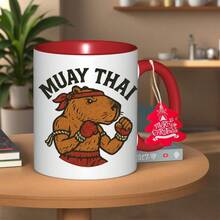 1pc Muay Thai Fighter Ceramic Coffee Mug - Thai Boxing Cup With Muay Thai Warrior Design, Durable & Heat-Resistant, Perfect Gift For Mothers Day, Fathers Day, Christmas, Halloween, Graduation - Ideal For Cafe, Workspace, Bedroom, Best For Christmas - 橘色 - 查看 8