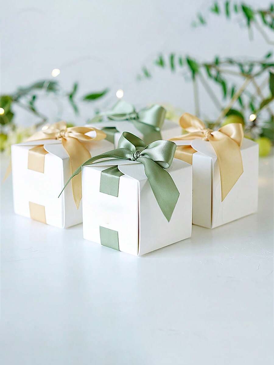50pcs Square Blank Gift Box, Exquisite Gift Box, Paper Packaging Box, Holiday Surprise Small Gift Box, Wedding Birthday Valentines Day Party Favor Packaging Box Holiday Supplies