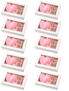 10pcs/1pc Bread Box With Window, Size 12 X 8 X 2.5 Inches, Large White Cookie Box, Self-Popping Candy Box, Suitable For Pies, Cakes, Muffins, Donuts And Pastries, For Party, Holiday, Wedding, Birthday And Other Occasions - White - View 9