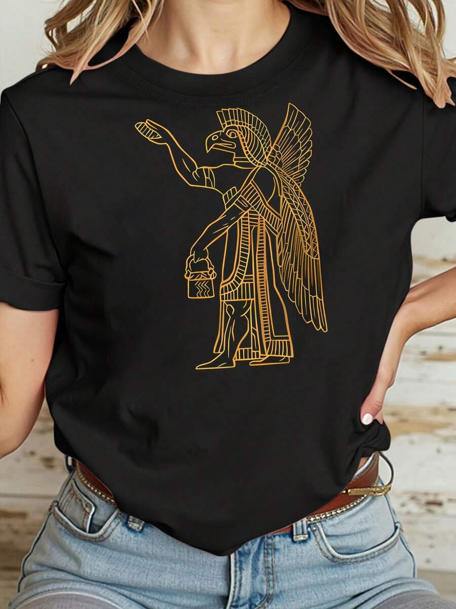 Camiseta de teóricos alienígenas sumerios de astronauta antiguo Anunnaki - Negro - Ver 1
