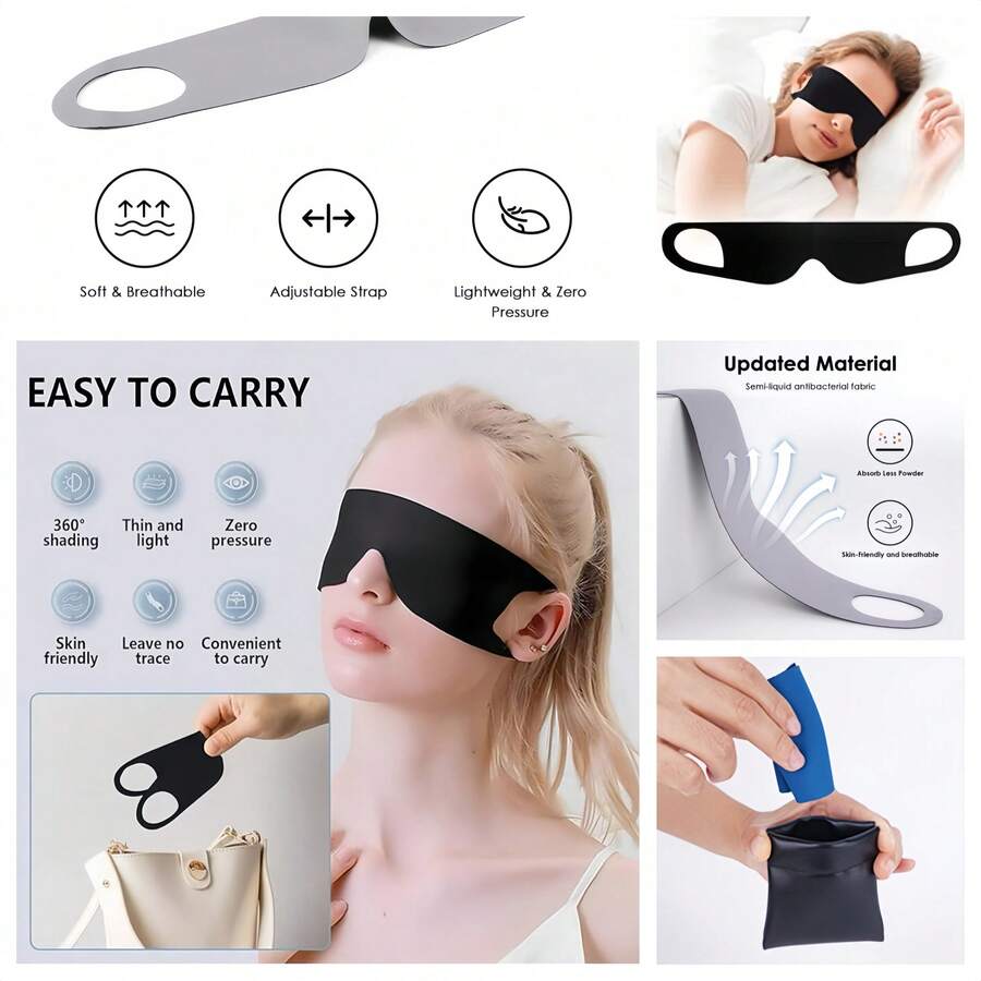 Zero Pressure Sleeping Mask - Lightweight Ear-Hanging Sleeping Mask, Breathable And Sun-Protective Eye Mask With Elastic Ear Straps, Unisex Soft And Comfortable, Beige Travel Eye Mask, Thin Sleeping Eye Mask, Includes A Pair Of Ear Plugs - 米色 - 查看 1