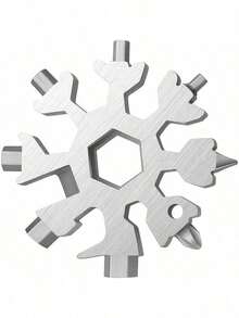 1件装18合1雪花多功能工具 - 不锈钢扳手，带一字螺丝刀和螺丝刀头，小巧钥匙扣多功能工具，适合日常使用 - 小巧实用，男士必备 - DIY爱好者和户外爱好者的理想独特礼物