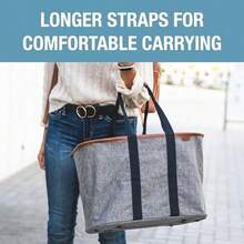 clevermade 30L snapbasket Luxe - reutilizable plegable bolsa de compras de comestibles bolsa - Heavy Duty grande estructurado duradero, gris jaspeado - gris jaspeado / black1 - Ver 9