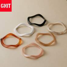 GNIT 1/6pcs Bracelets Featuring An Asymmetric Wave Design Made Of Resin, Available In Multiple Colors, Perfect For Everyday Wear And Festive Parties. - White + Rice + Coffee + Orange + Brown + Black - View 3