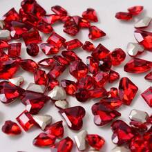 48 Pcs Big Mix Sizes Different Shape Nail Rhinestones 12 Styles 3D Glass Crtals Diamonds Love Distorts Heart Super Shiny Charms Gems Stones DIY Nail Art Dration Craft Jewelry (Red),38035515 - 紅色 - 查看 2