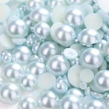 3000PCS Flatback Pearls For Crafting, 100G Mixed Sizes 4/5/6/8/10/12 Lt.Blue Half Round Pearls For Crafts Faux Flat Back Beads For Nail Face Art Tumbler Mugs Wedding Home Dration,38034381 - 藍色 - 查看 1