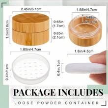 20 Ml Bamboo Loose Powder Puff And Container Empty Dusting Powder Jar For Body Face  Travel Box Compact Case Holder With Sifter Lids And Puff,38053519 - 白色 - 查看 2