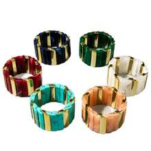 European And American Fashion Jewelry Ins Style Retro Wide Acrylic Bracelet Personality Exaggerated Color Block-Border Bracelet GCYX - 31178-bra-blue-EP - 查看 1