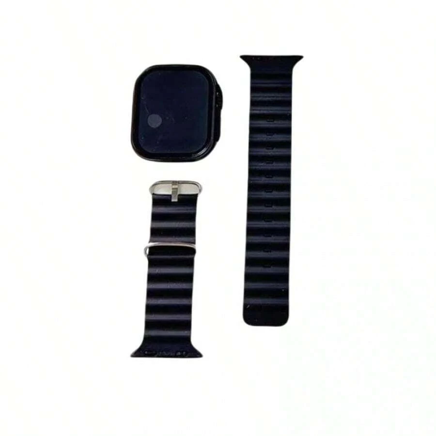 Smart Sports Watch With Textured Silicone Strap And Touch Screen - 黑色 - 查看 1