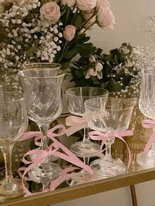 10 Pcs Valentine Decorative Bows With Convenient Ties - Pink Decorative Bows Perfect For Wine Glass Decoration Holiday Decorations, Country Crafts And Gifts | Classic Polyester Ribbon Bows For Holiday Home And Wedding Decorations, Valentine's Day Decorations, Mother's Day Decorations, Graduation Season Decorations, Gift Decorations, Candy Wrapping Decorations, Pink Decorations - Pink - View 1