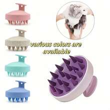 [Head Massager & Scrubber] Silicone Head Massager And Shampoo Brush - Soft Pink Manual Scalp & Body Scrubber, Comfortable Grip For Shower/Bath, Dead Skin Removal, Light Beige, Essential Bathing Accessory - 綠色 - 查看 3