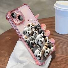 1pcs Cute Cartoon Puppies Phone Case Compatible with Apple Phone17 16 15 14 13 12 11 ProMax Antidrop Phone Case, Camera Protection Phone Case, Girlish Style, Funky, Popular, Fashion, Whimsical, Can Be Given To Friends, You Can Give It To Yourself - Rosa - Ver 3
