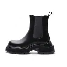 Bottines Chelsea à plateforme augmentant la hauteur, bottes  pour femmes, nouveau style, petites bottes courtes style britannique - Doublure en velours noir - Voir 1