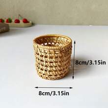 Handwoven Rattan Storage Baskets, Multi-Size Cylindrical Storage Racks, Kitchen Utensil Racks, Tea Set And Pen Holder Storage Racks, Hollow Decorative Baskets For Home And Office - Rattan Hollow Tube - View 5