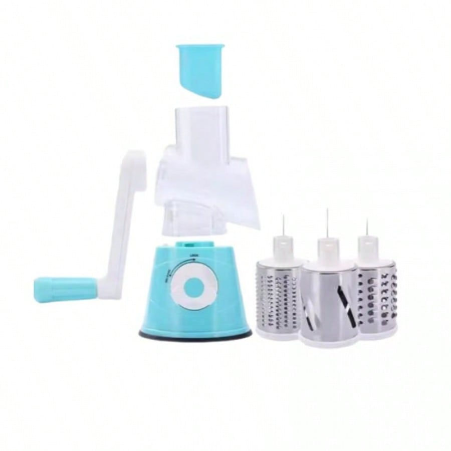 Cortador y Rallador de Verduras Manual con 3 Cuchillas de Acero y Base Antideslizante