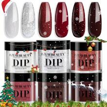 Dip Powder Set,6 Colors Sparkling Silver&Burgundy Glitter Red Dipping Powder Starter Kit French Nail Art Manicure DIalon Gifts For Women,No Need Nail  Cured,37983891 - 灰色 - 查看 1