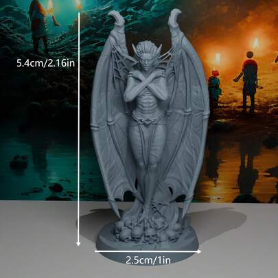 25毫米标准女性吸血鬼恶魔微缩模型，适用于桌面角色扮演游戏收藏和角色扮演游戏，材质：ABS，颜色：灰色