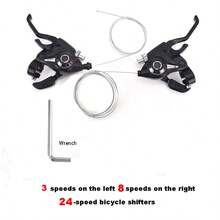 1 Pair 3x8 Speed Bicycle Shifters, With 24-Speed Gear Shifter, Gear Indicator And V-Brake Cable, Suitable For Mountain Bike, Commuter Bike And Bicycle Parts - Black - View 7