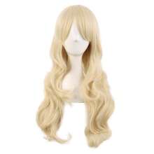28 Inch/70 Cm Charming Women Side Bangs Long Curly Full Hair Synthetic Wig (Mixed Blonde),38048700 - Đánh dấu màu đen - Xem 1