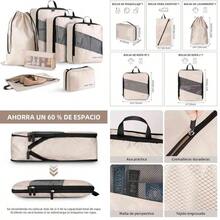 OpenHIOrganizador de Viaje para Maletas-Set de 7 Bolsas Compresibles (Ahorra 50% Espacio)-Impermeable para Ropa,Zapatos,Cosmticos y Accesorios-Organizadores de Equipaje con Bolsas de Almacenamiento (Gris) - gris - Ver 13