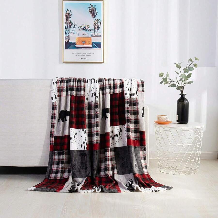 2026 Elegant Comfort Velvet Touch Ultra Plush Christmas Holiday Printed Fleece Throw/Blanket-50 X 60inch, (Reindeer), 50 X 60 Inch (W912) - 拼布 - 查看 1