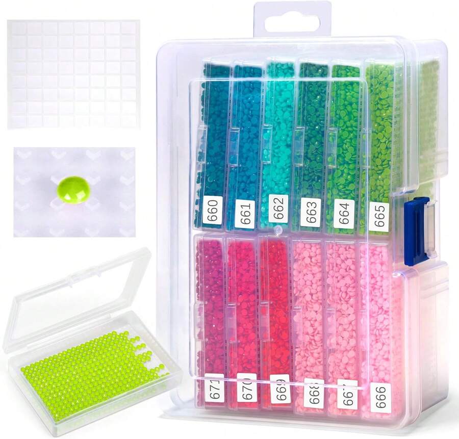 12PCS 2-In-1 Diamond Art Storage Tra With Lids, Convex Bottom Diamond Painting Storage Organizer Box, Spill-Proof Diamond Art Accessories For Sorting & Line-Up, Christmas Craft Gift For Crafters,37987821 - 軍綠色 - 查看 1