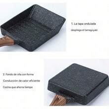 Sartén Multifunción a Rayas para Bistec y Tamagoyaki - 16x20 cm, Antiadherente, Para Inducción y Gas, Color Negro - Negro por defecto - Ver 6