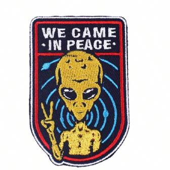 1pc Cartoon Alien Fabric Patch, Embroidered Iron-On Patch Suitable For DIY Jeans, Jackets, Clothing, Bags, Hats, Hole Decoration