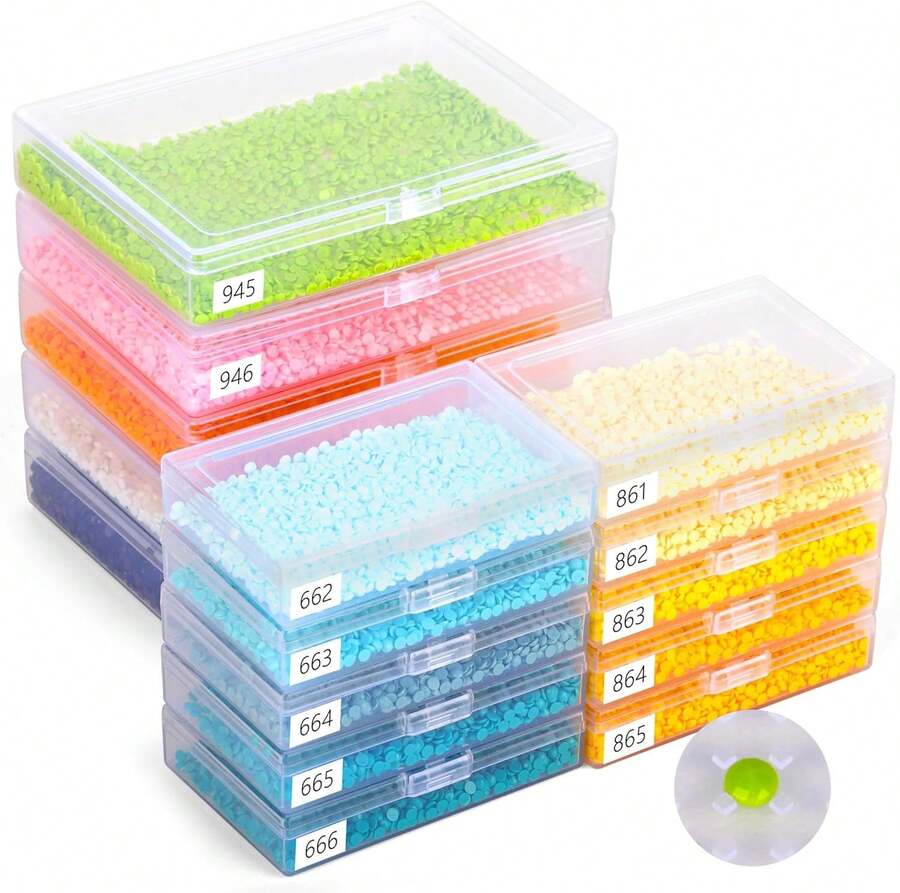 2 Tamaños de Bandeja de Diamantes con Tapas para Almacenamiento y Alineación Eficiente de Diamantes, 15 Piezas de Almacenamiento de Arte de Diamantes, Accesorios de Arte de Diamantes con Diseño de Fondo Convexo Mejorado 2 en 1 para Manualidades, 37987818 - Rosa Roja - Ver 1