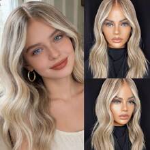 自然网状假发 13x4 蕾丝前假发 合成假发 棕色带灰金色挑染 角色扮演派对日常佩戴 柔软耐热 短款波波头 棕色蜂蜜金渐变蕾丝假发 透明小号/大号帽 - 彩色 - 查看 1