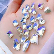 48 Pcs Big Mix Sizes Different Shape Nail Rhinestones 12 Styles 3D Glass Crtals Diamonds Love Distorts Heart Super Shiny Charms Gems Stones DIY Nail Art Dration Craft Jewelry (Moon),38035517 - 深紫色 - 查看 2