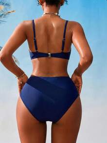 Women Bikini Sets - Navy Blue - View 2
