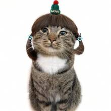 Funny Dog Cat Cosplay Wig, Dog Wigs For Small Medium Dogs,Wigs Cosplay Wigs For Women Wig Install Kit  Pet Costume Wig For Halloween Christmas Parties Festivals (Black Brown Straight Hair),38049419 - 黑色 - 查看 2