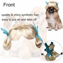 Funny Dog Wig Pet Costumes, Cat Costume Synthetic Hairpiece Cosplay Wigs,Wigs Cosplay Wigs For Women Wig Install Kit  Headwear For Halloween Christmas Festivals Party Dr, Fancy Dress,Average Size For Most Dog Cat,Palr Blonde For Braid,38049399 - 香檳色 - 查看 5